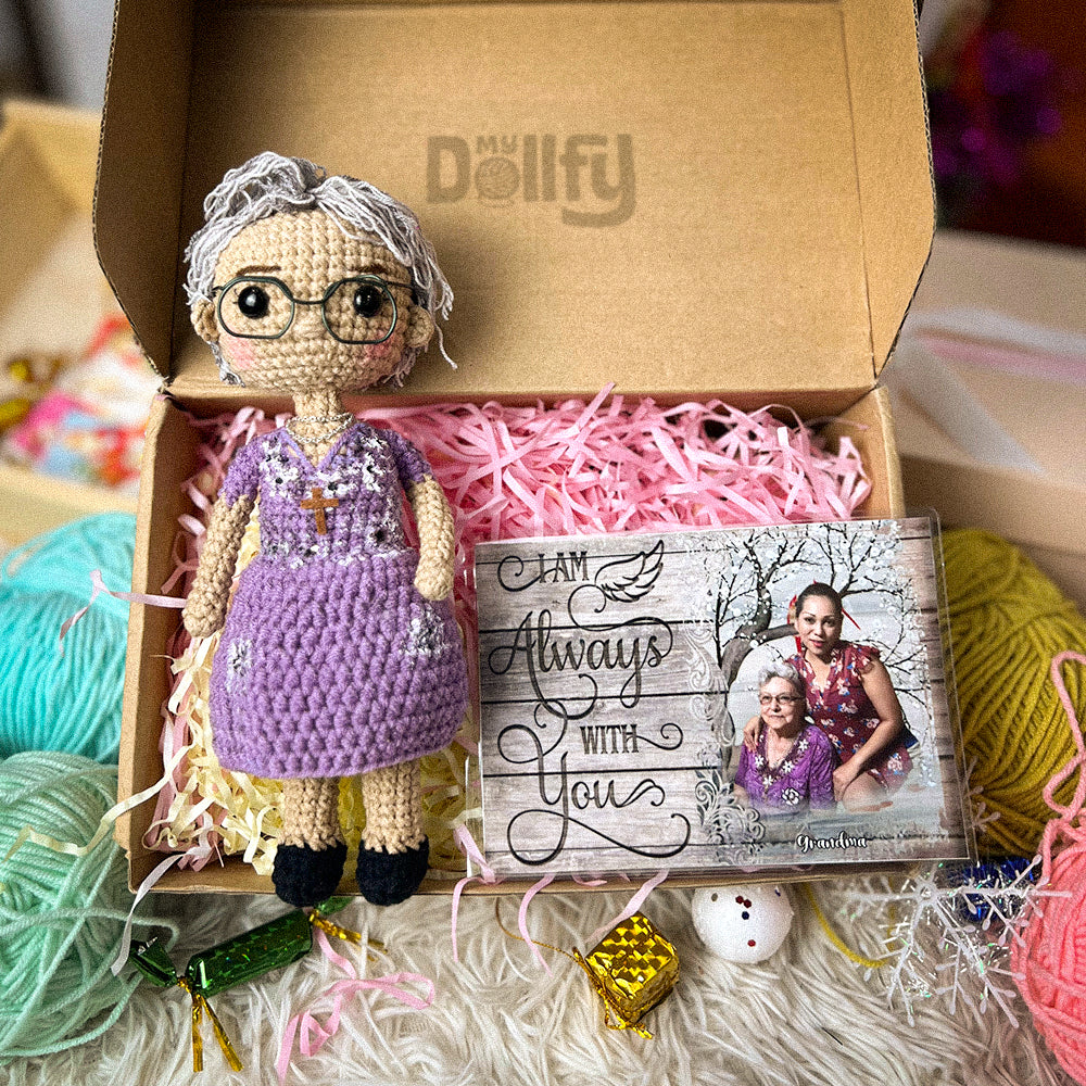 Personalized Crochet Doll with Photo Card "I Am Always With You"