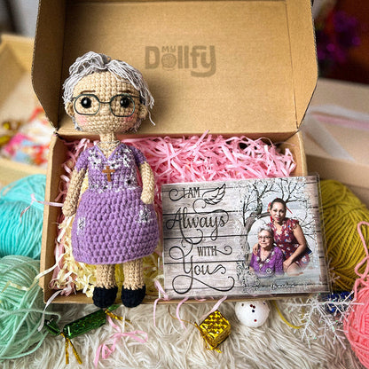 Personalized Crochet Doll with Photo Card "I Am Always With You"