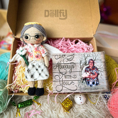 Personalized Crochet Doll with Photo Card "I Am Always With You"