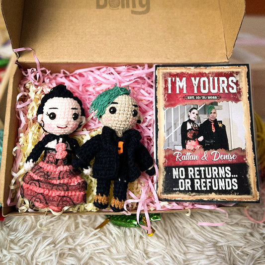Personalized Crochet Doll with Photo Card "Im Yours No Returns"