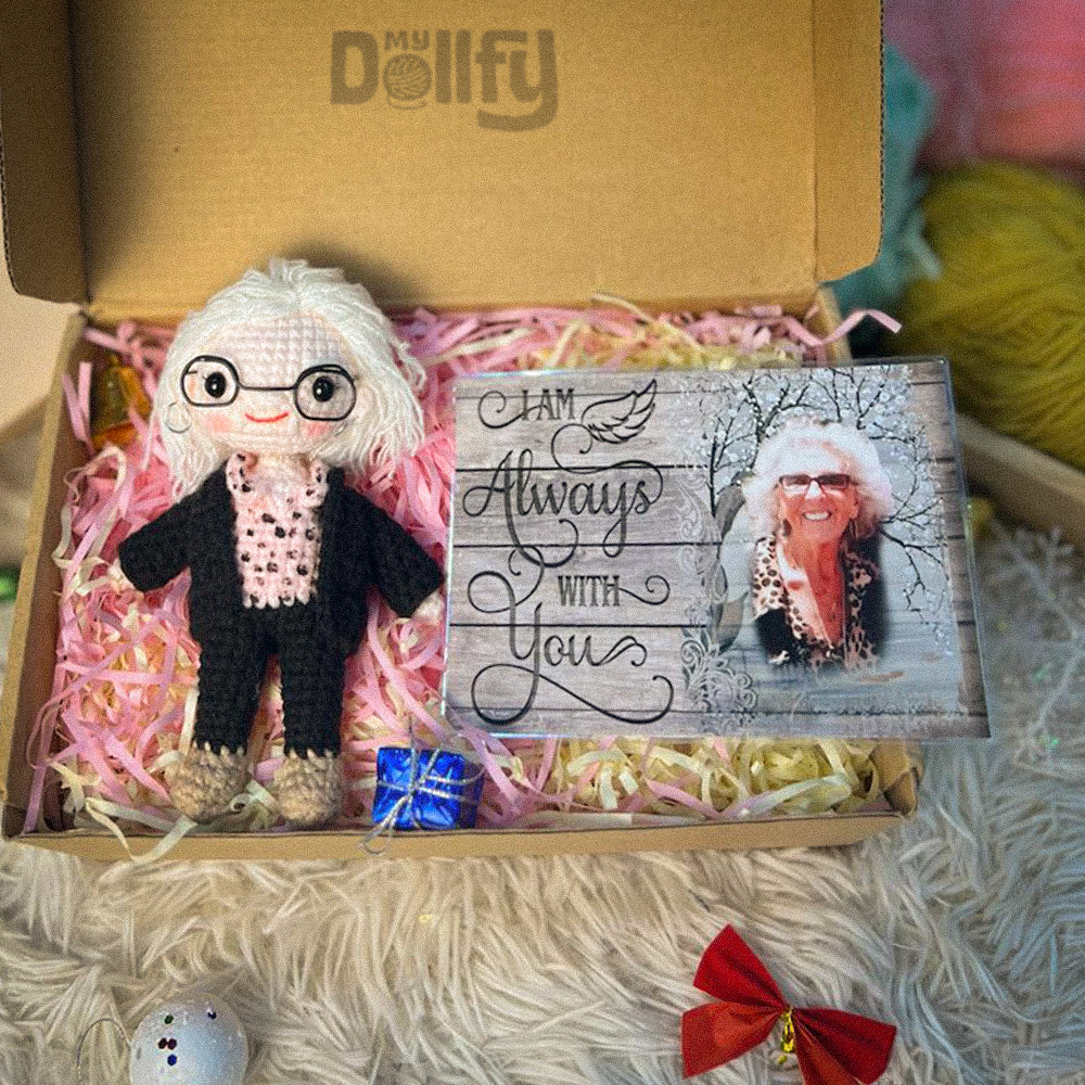 Personalized Crochet Doll with Photo Card "I Am Always With You"