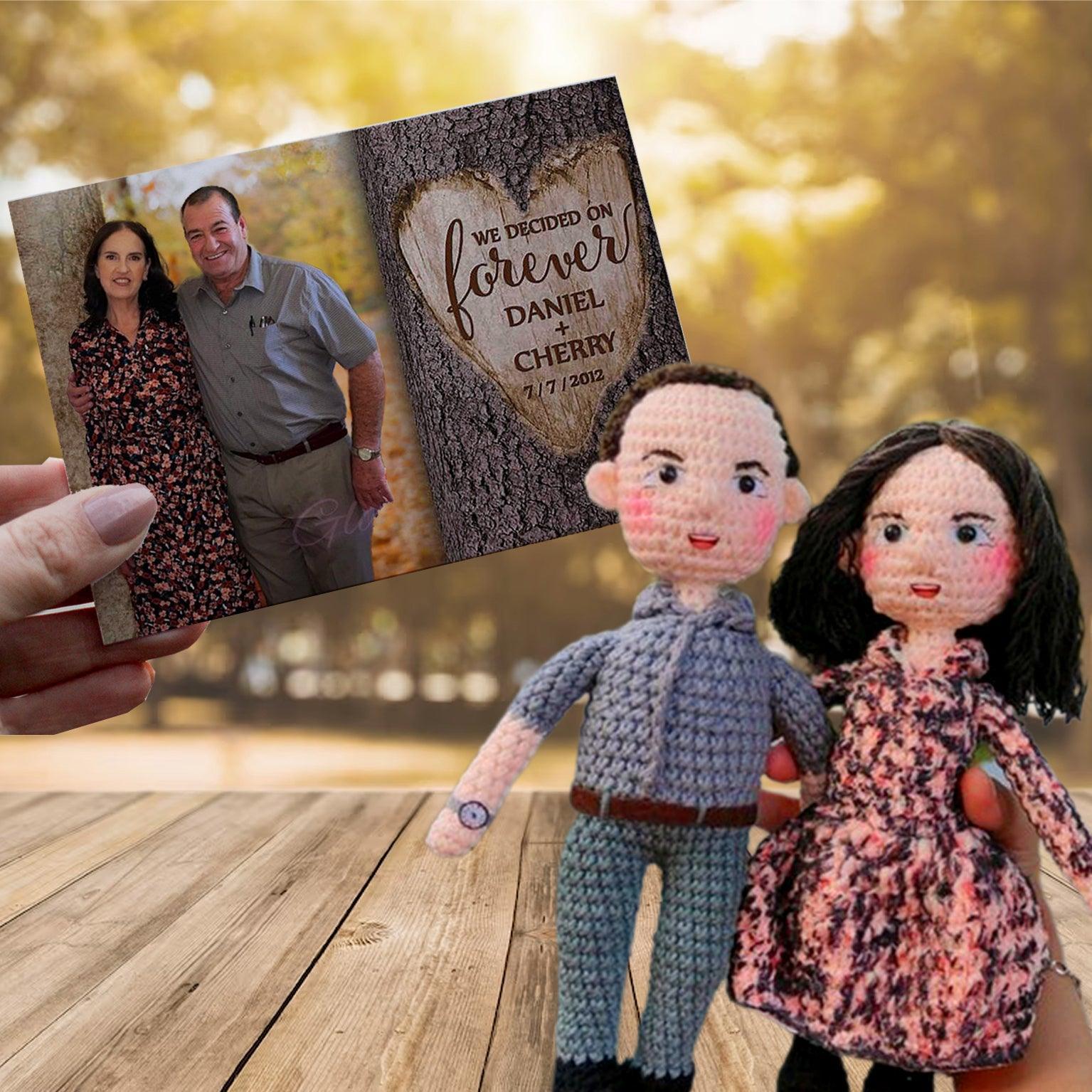 Personalized Crochet Doll with Photo Card "We Decided On Forever"