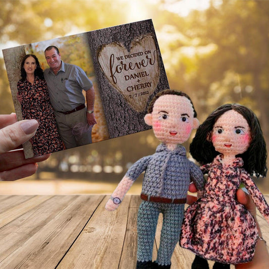 Personalized Crochet Doll with Photo Card "We Decided On Forever"