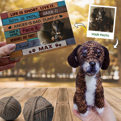 Personalized Crochet Doll with Photo Card "Life Is Short, Live It Pet Portrait"