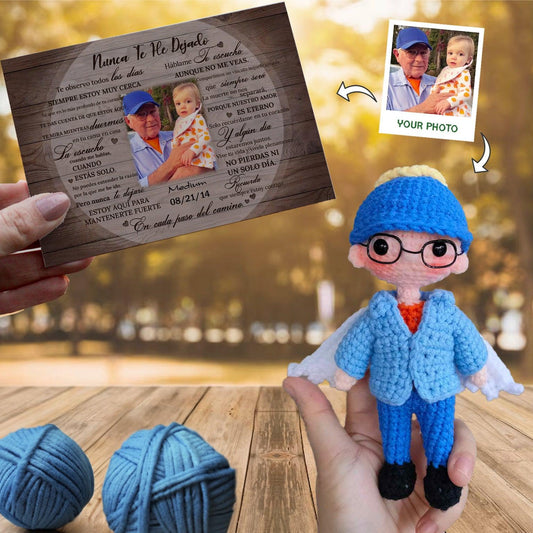 Personalized Crochet Doll with Photo Card "NUNCA TE HE DEJADO 2"