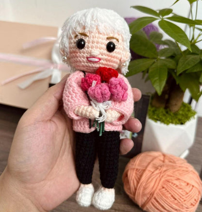Personalized Crochet Doll with Photo Card "Those We Love Don't Go Away"