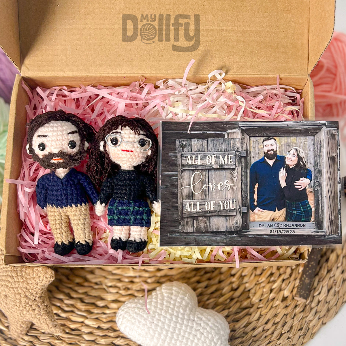 Personalized Crochet Doll with Photo Card "All Of Me Loves All Of You"