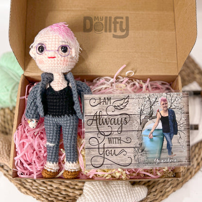 Personalized Crochet Doll with Photo Card "I Am Always With You"