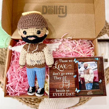 Personalized Crochet Doll with Photo Card "Those We Love Don't Go Away"