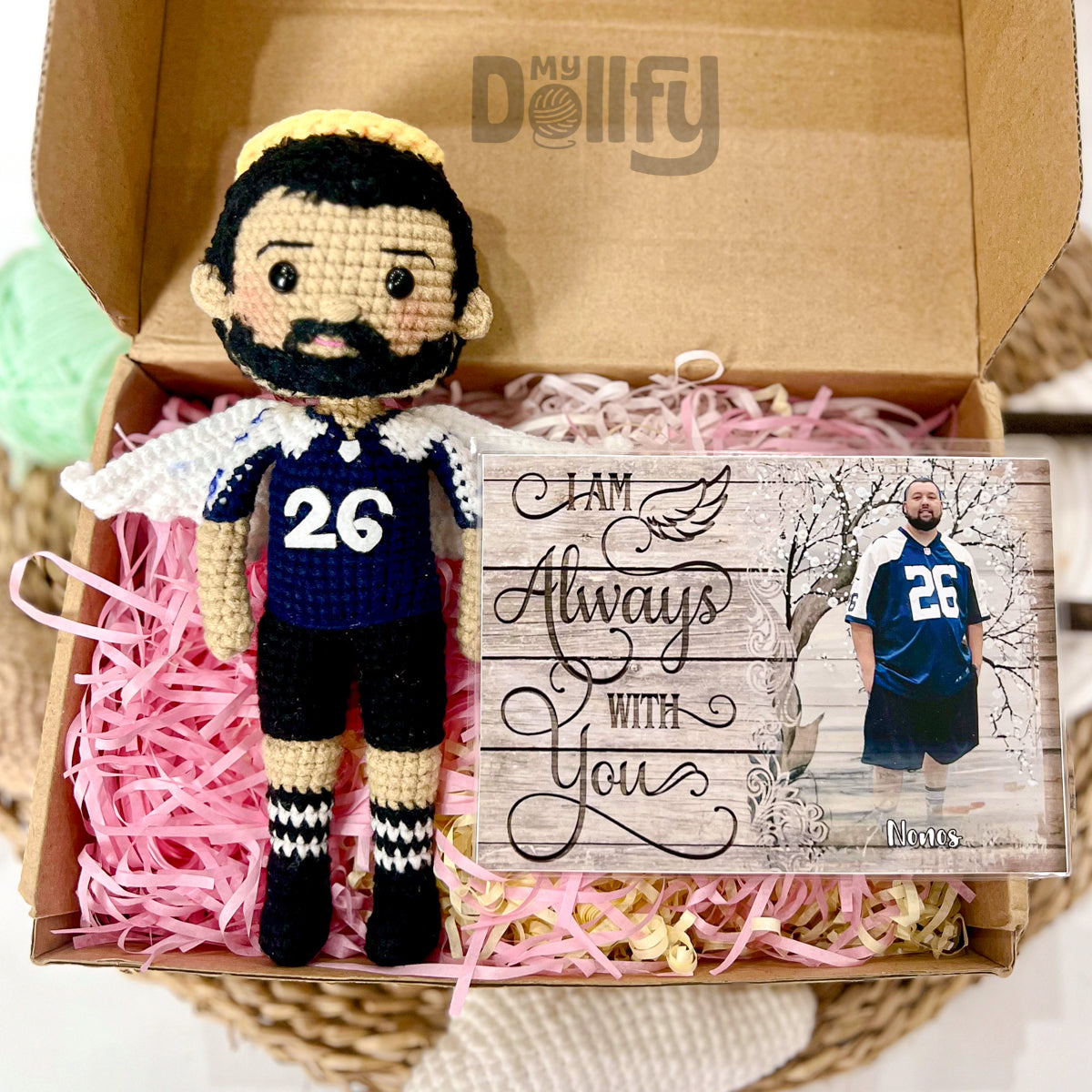 Personalized Crochet Doll with Photo Card "I Am Always With You"