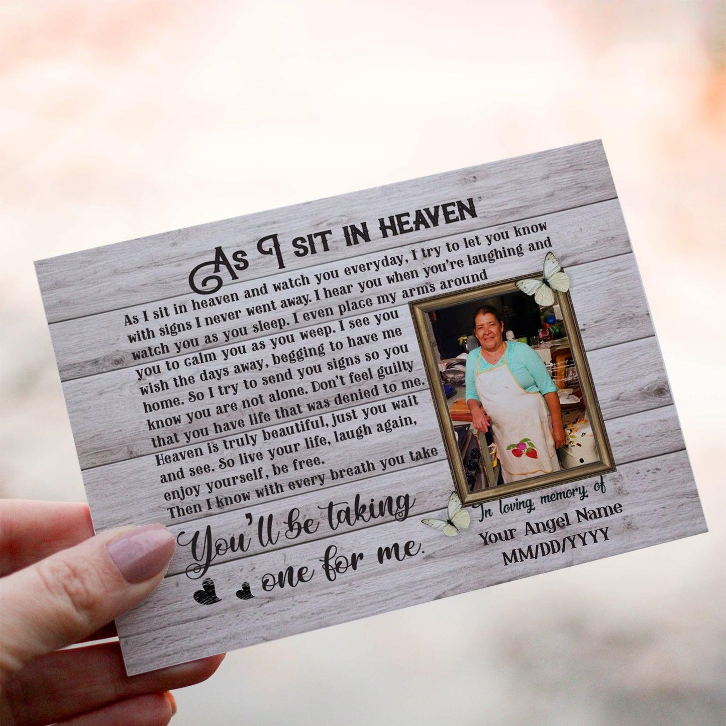Personalized Crochet Doll with Photo Card "As I Sit In Heaven"