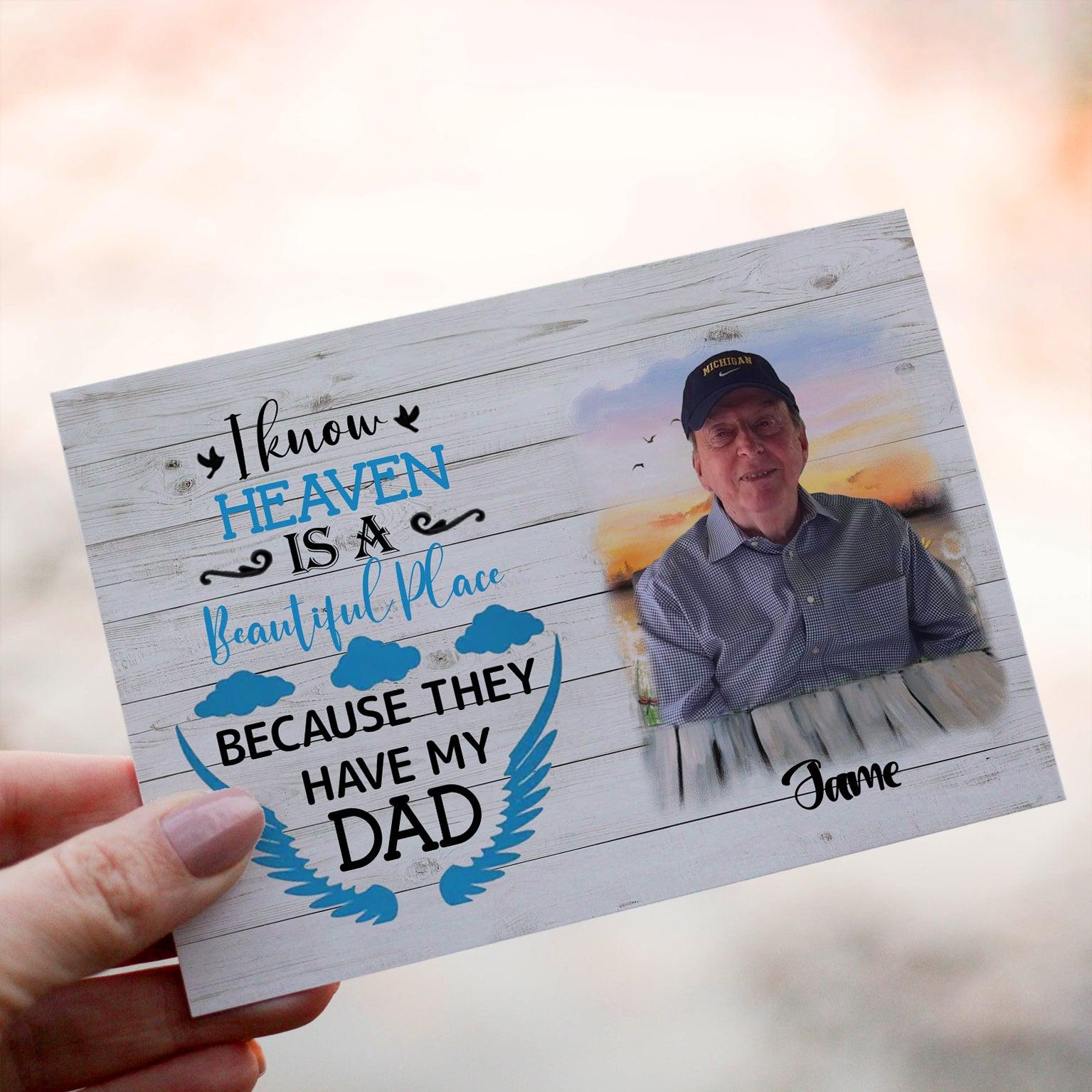 Personalized Crochet Doll with Photo Card "I Know Heaven Is Beautiful Place Because They Have My Dad"