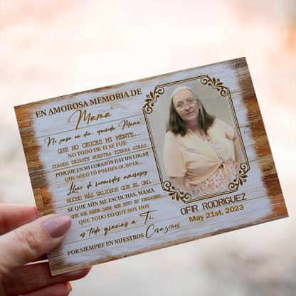 Personalized Crochet Doll with Photo Card "En Amorosa Memoria Mamá"