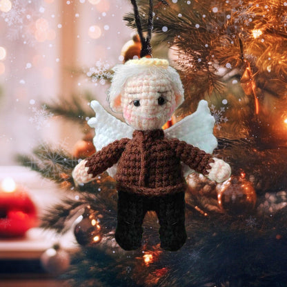 Personalized Ornament Crochet Doll with Photo Card "As I Sit In Heaven"