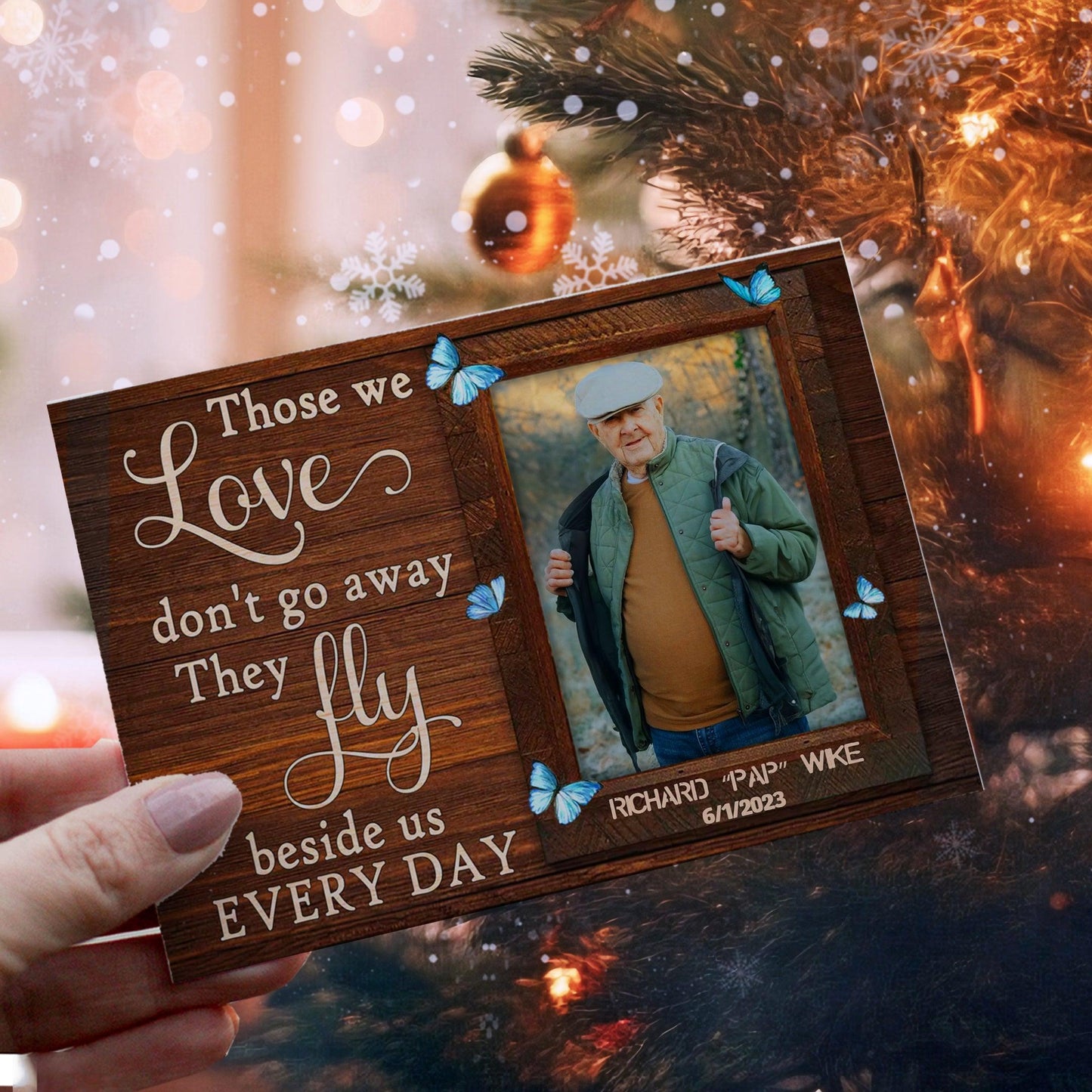 Personalized Ornament Crochet Doll with Photo Card "Those We Love Don't Go Away"