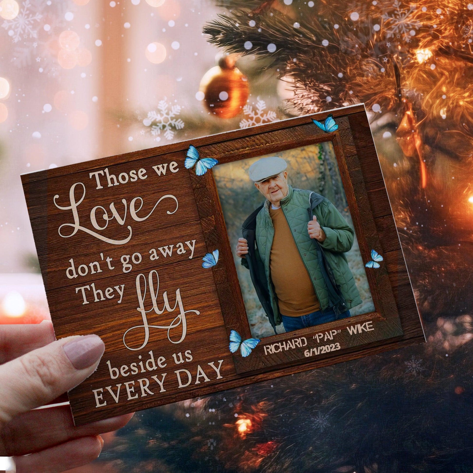 Personalized Ornament Crochet Doll with Photo Card "Those We Love Don't Go Away"