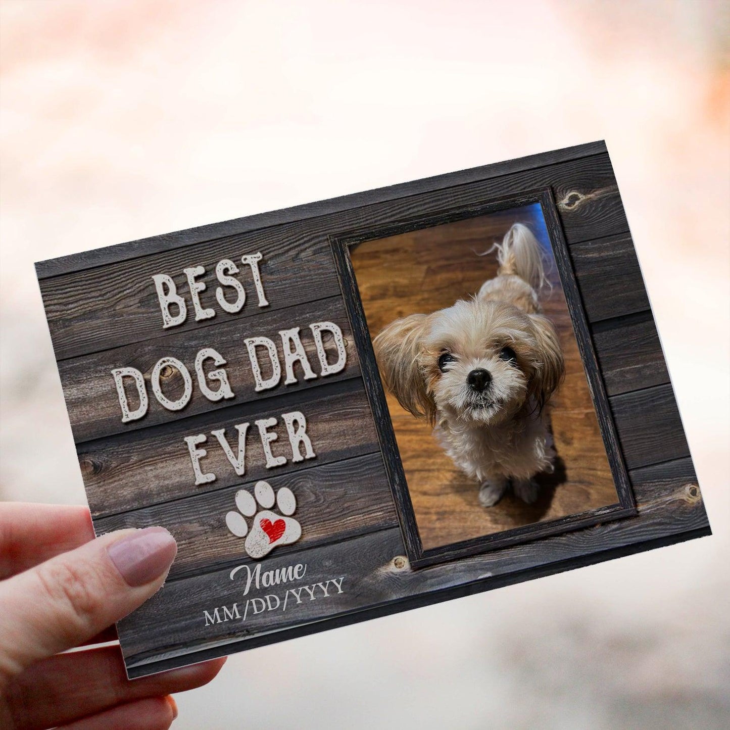 Personalized Crochet Doll with Photo Card "Best Dog Dad Ever Pet Portrait"