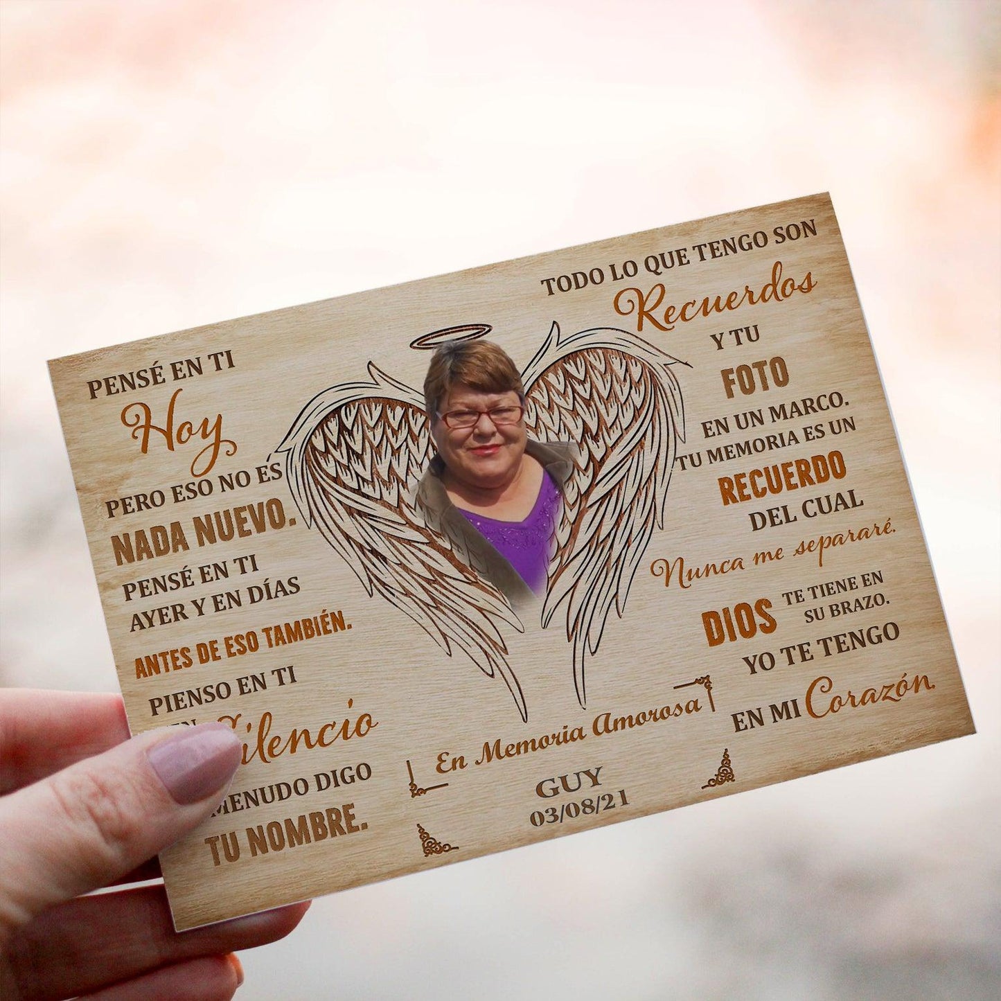 Personalized Crochet Doll with Photo Card "Pensé En Ti Hoy"