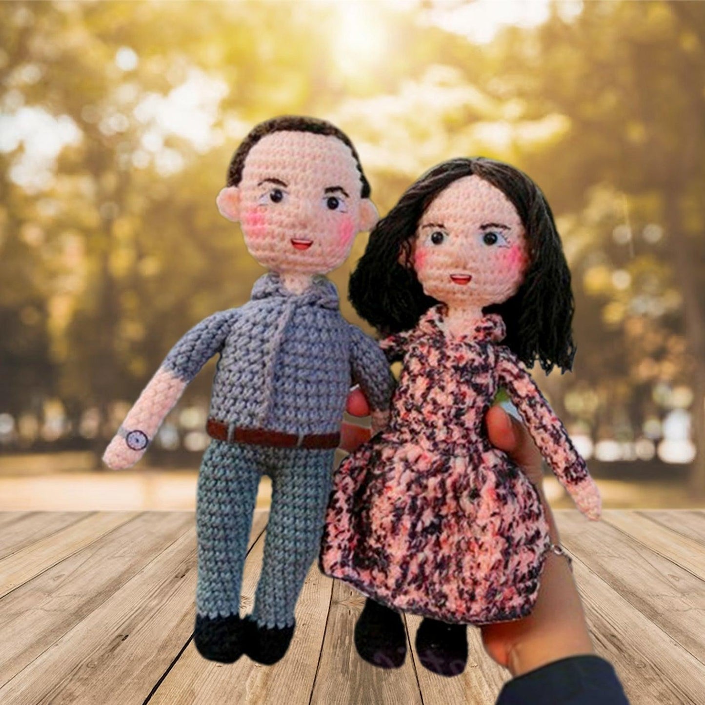 Personalized Crochet Doll with Photo Card "We Decided On Forever"
