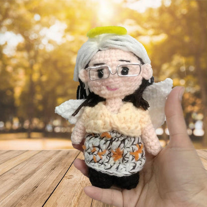 Personalized Crochet Doll with Photo Card "En Amorosa Memoria Mamá"