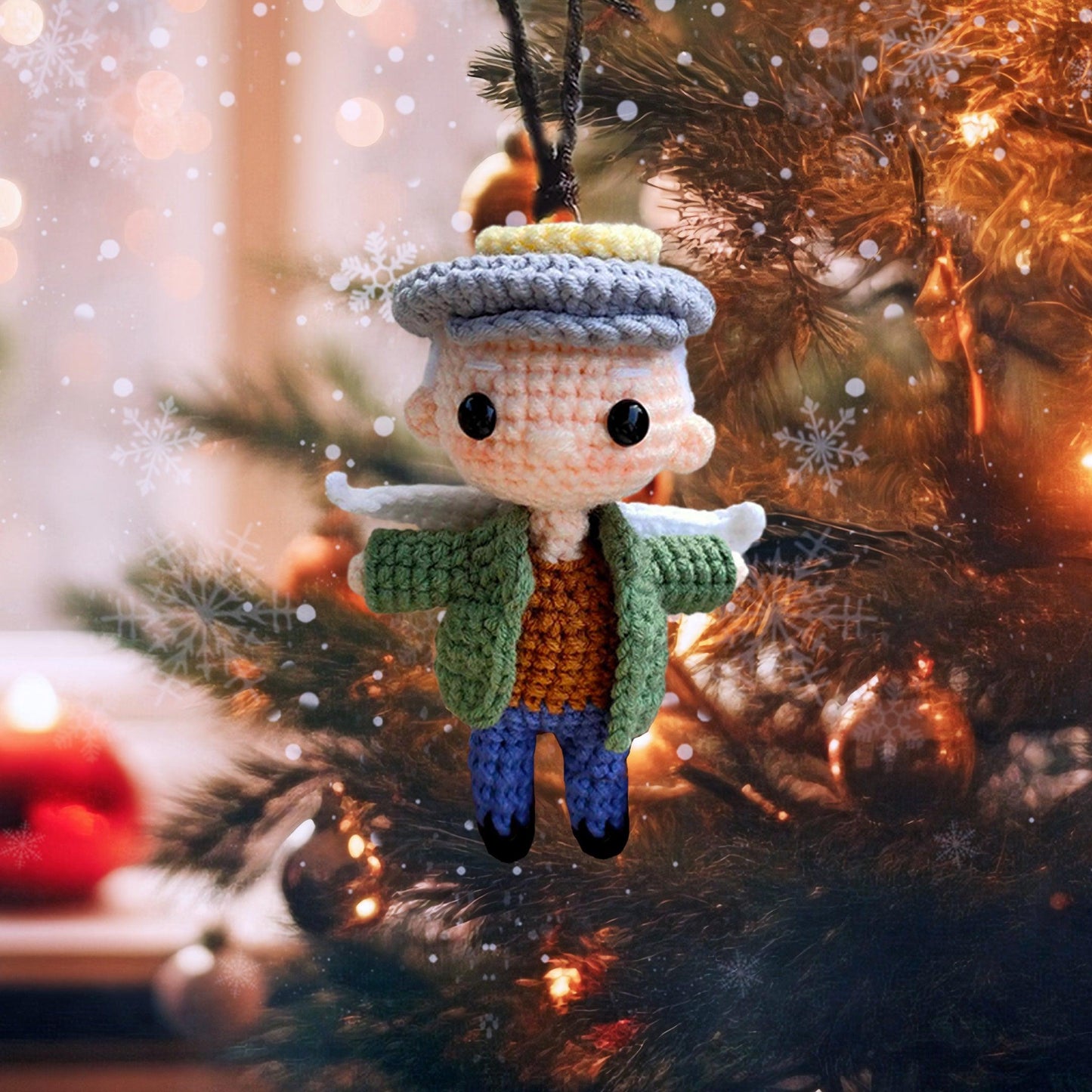 Personalized Ornament Crochet Doll with Photo Card "Those We Love Don't Go Away"