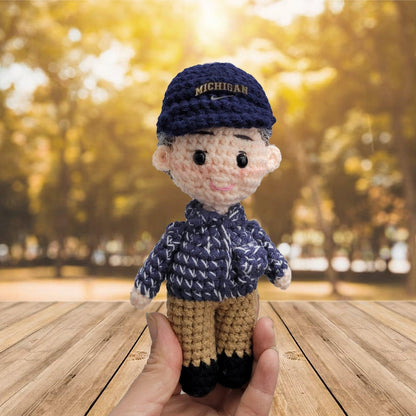 Personalized Crochet Doll with Photo Card "I Know Heaven Is Beautiful Place Because They Have My Dad"