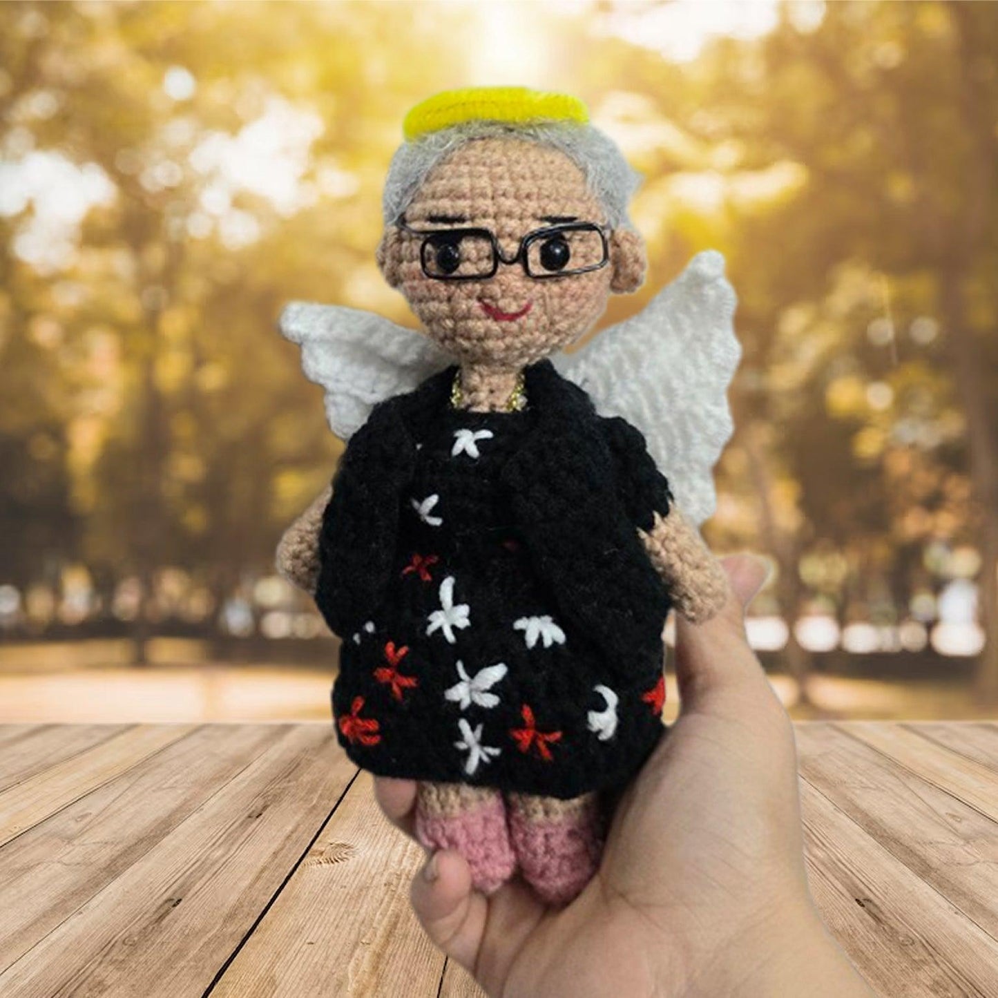 Personalized Crochet Doll with Photo Card "Cuando Estoy En El Cielo"