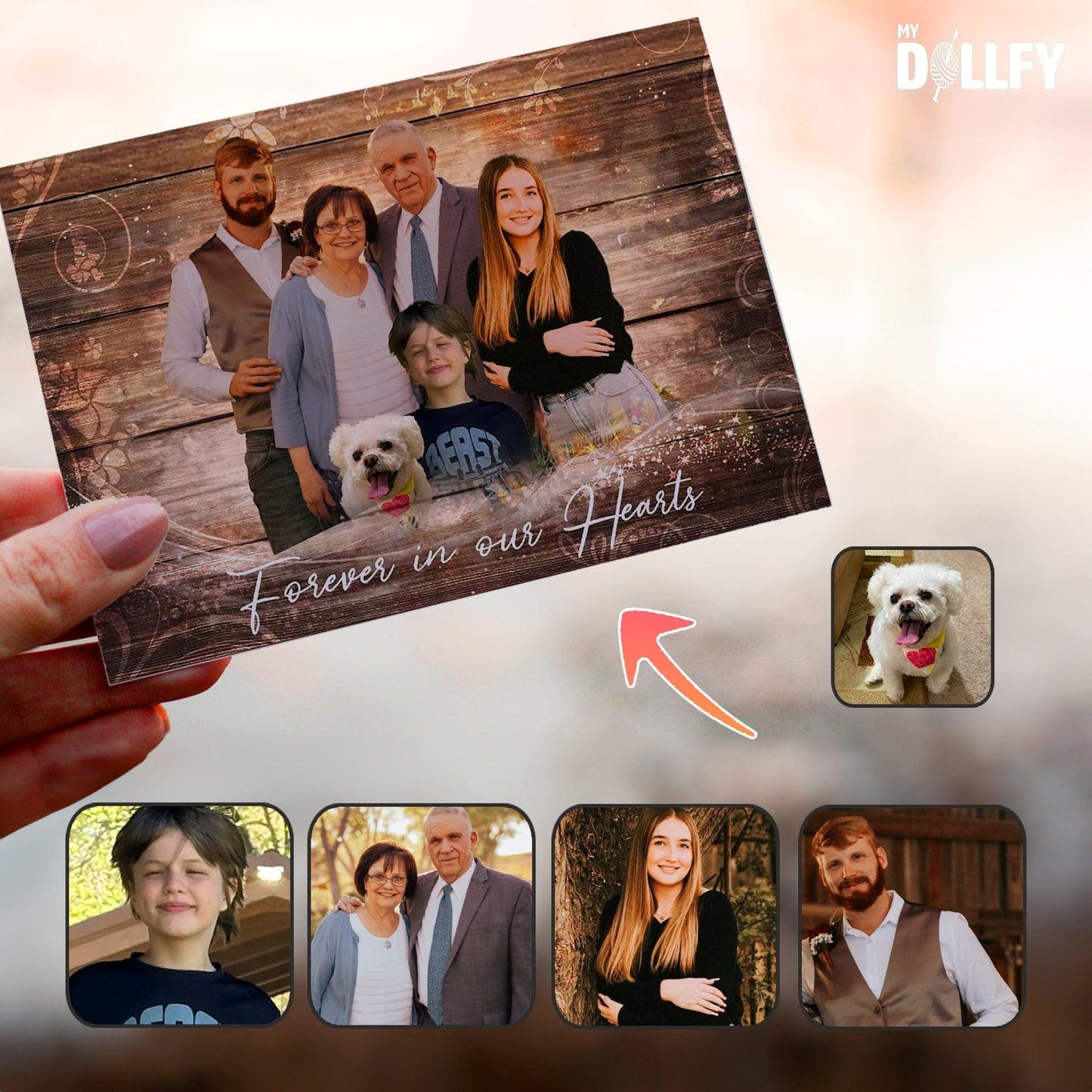 Family Portrait With Deceased Loved One, Combine Photos Card
