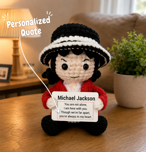 WoolyArtis™ | Michael Inspired Crochet Doll – Handmade Fan Keepsake, Emotional Support Gift, Cute Desk Companion & Stress Relief Plush