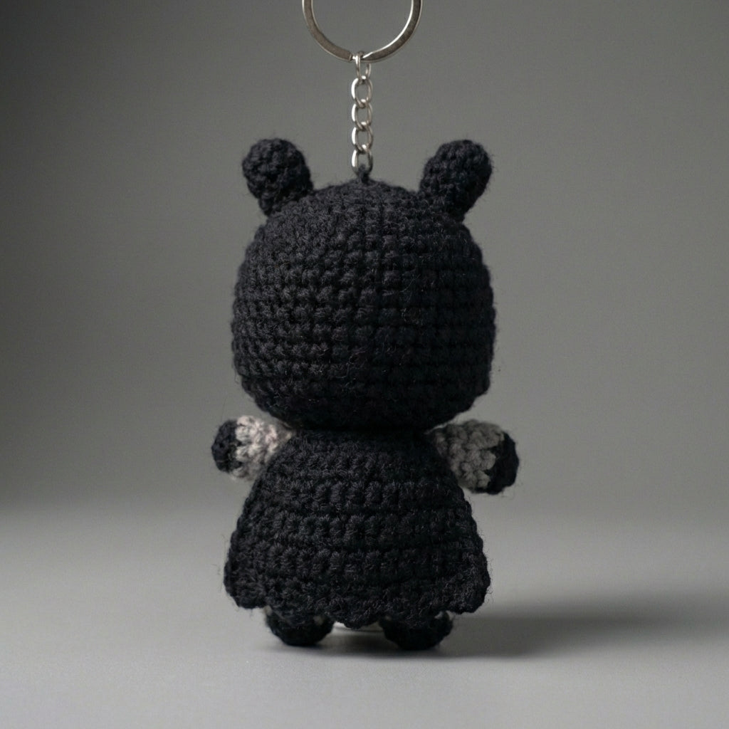 WoolyArtis™ - Handmade Crochet Batman Keychain & Car Mirror Hanging Accessory