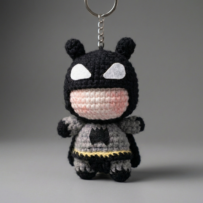 WoolyArtis™ - Handmade Crochet Batman Keychain & Car Mirror Hanging Accessory