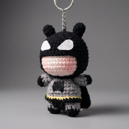 WoolyArtis™ - Handmade Crochet Batman Keychain & Car Mirror Hanging Accessory