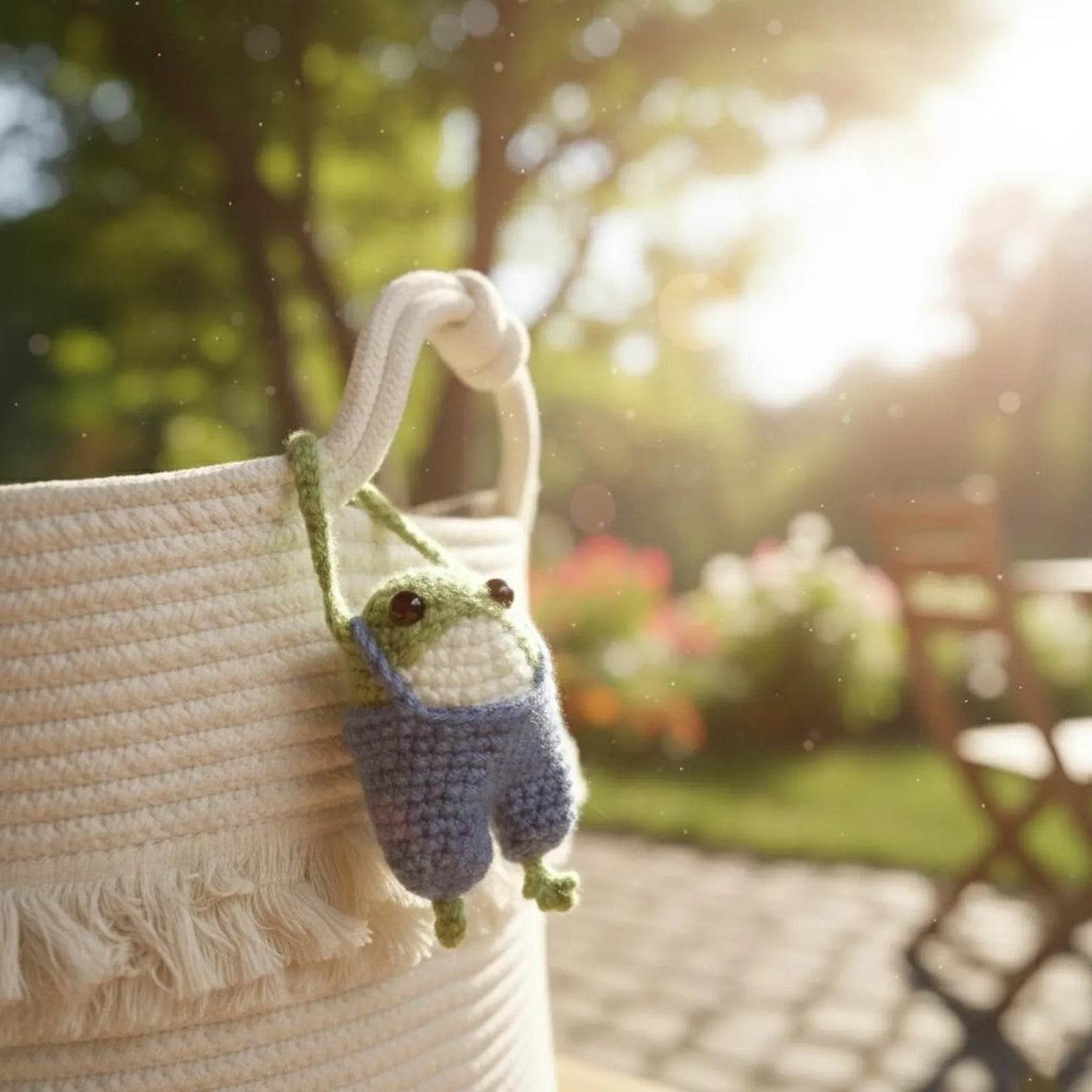 WoolyArtis™ Handmade Frog Amigurumi - Blue Overalls Style