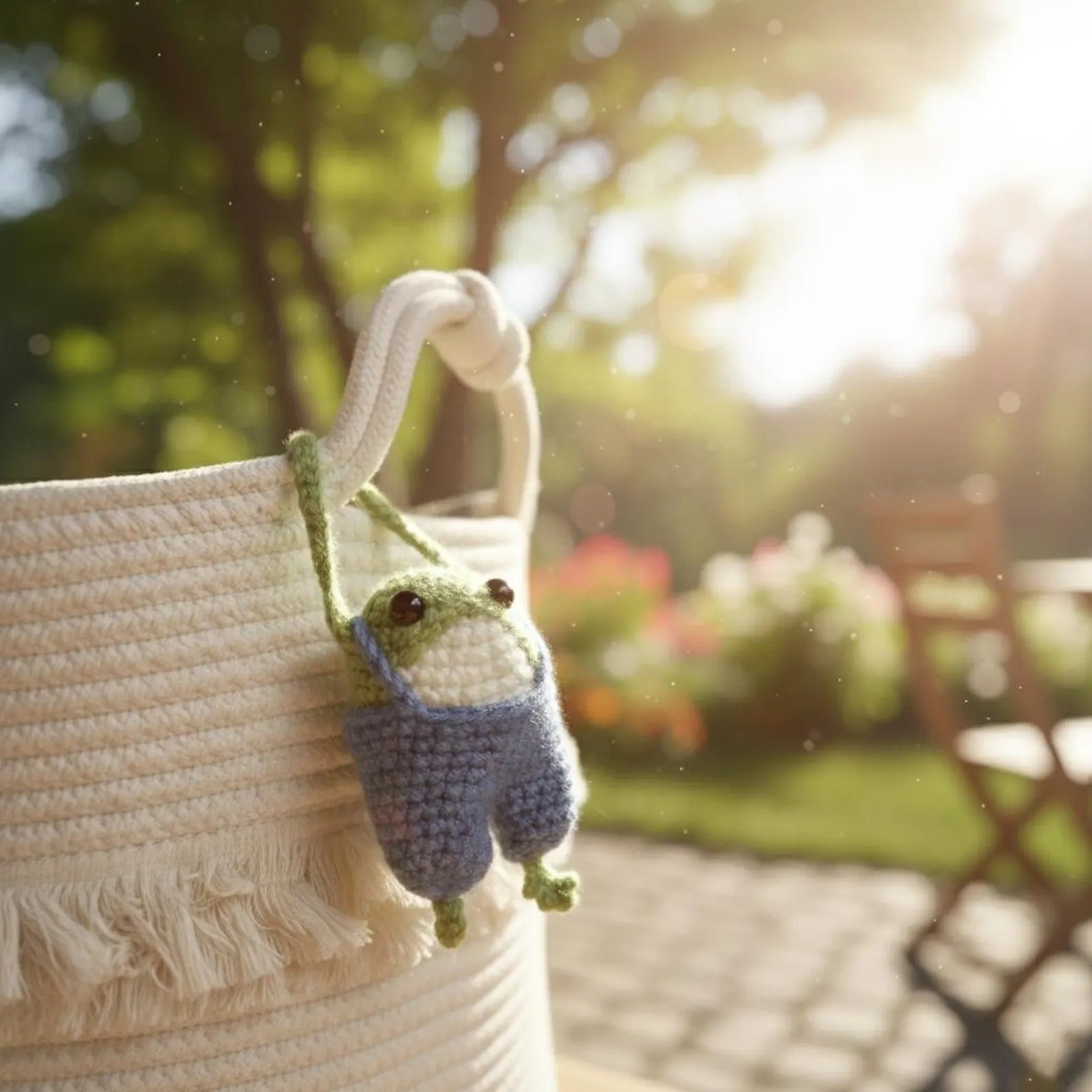 WoolyArtis™ Handmade Frog Amigurumi - Blue Overalls Style