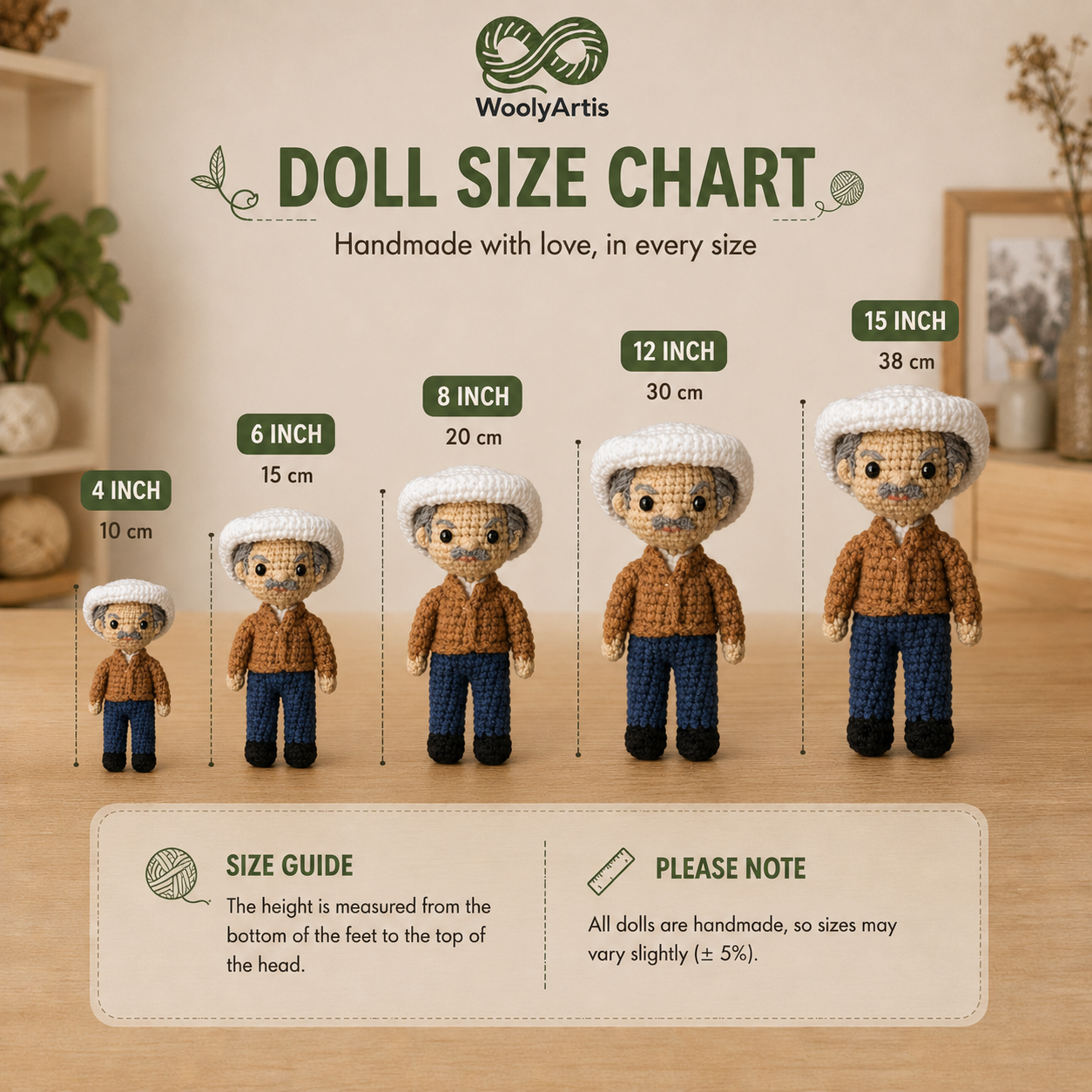 WoolyArtis™ | Personalized Memorial Crochet Doll, Custom Photo Portrait Doll,  Sympathy Gift Loss of Loved One, Handmade Bereavement Gift,  "Forever In My Heart" Keepsake Doll