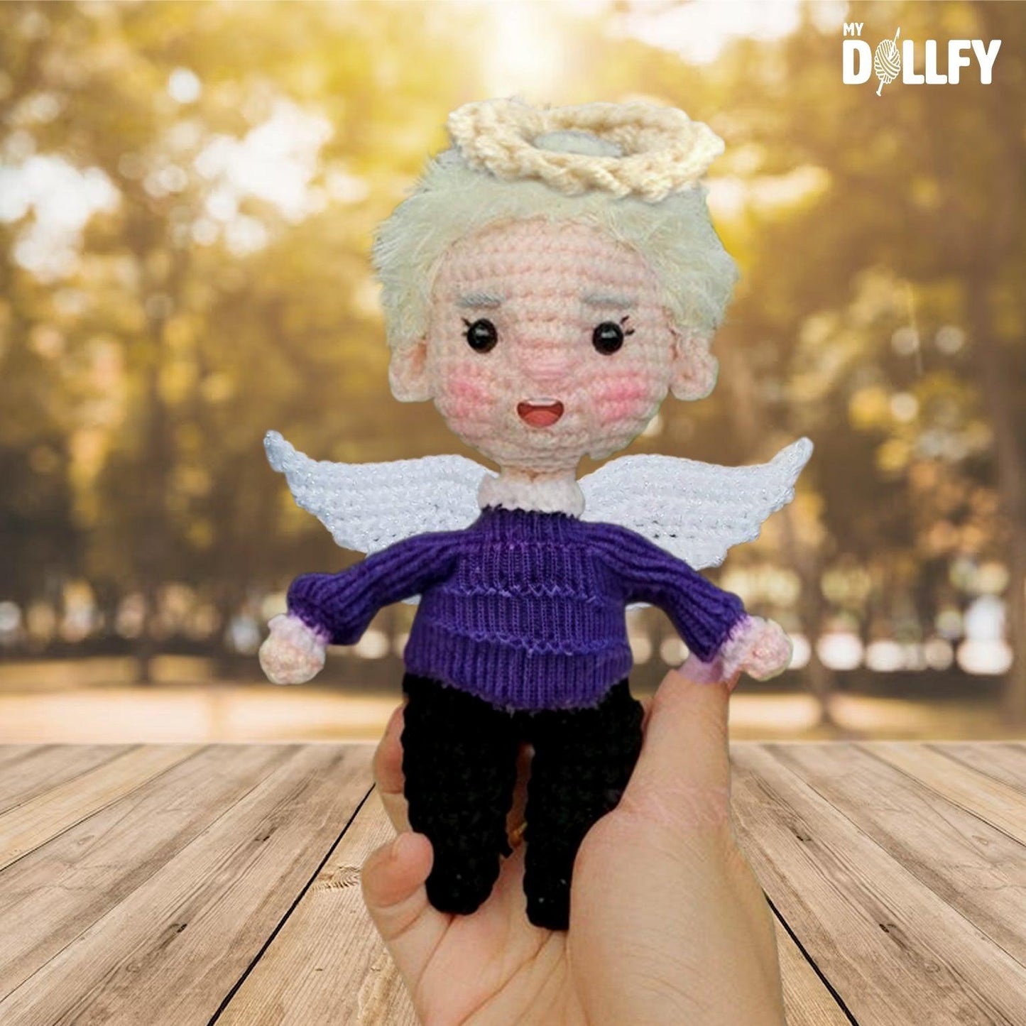 Personalized Crochet Doll with Photo Card "I Never Left You"