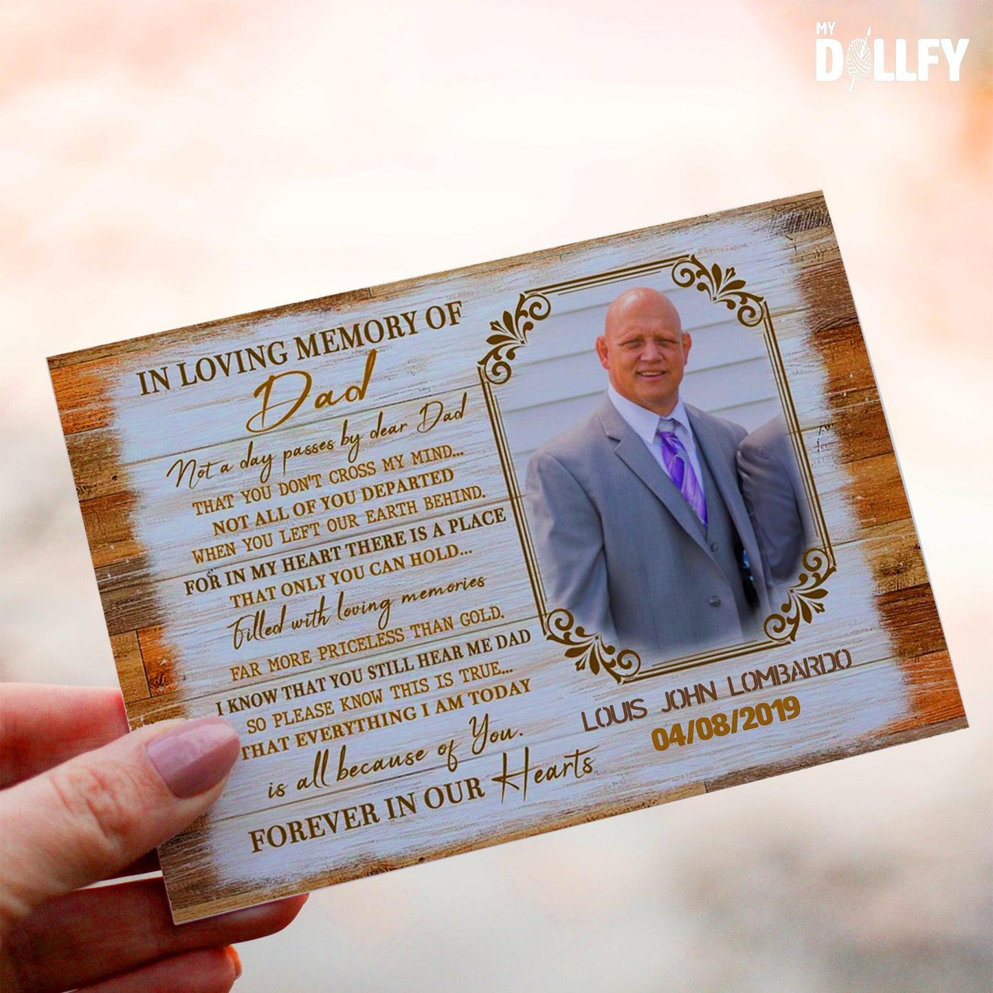 Personalized Crochet Doll with Photo Card "In Loving Memory Of Dad"