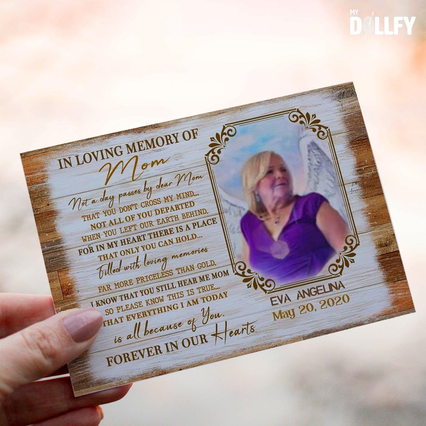 Personalized Crochet Doll with Photo Card "In Loving Memory Of Mom"