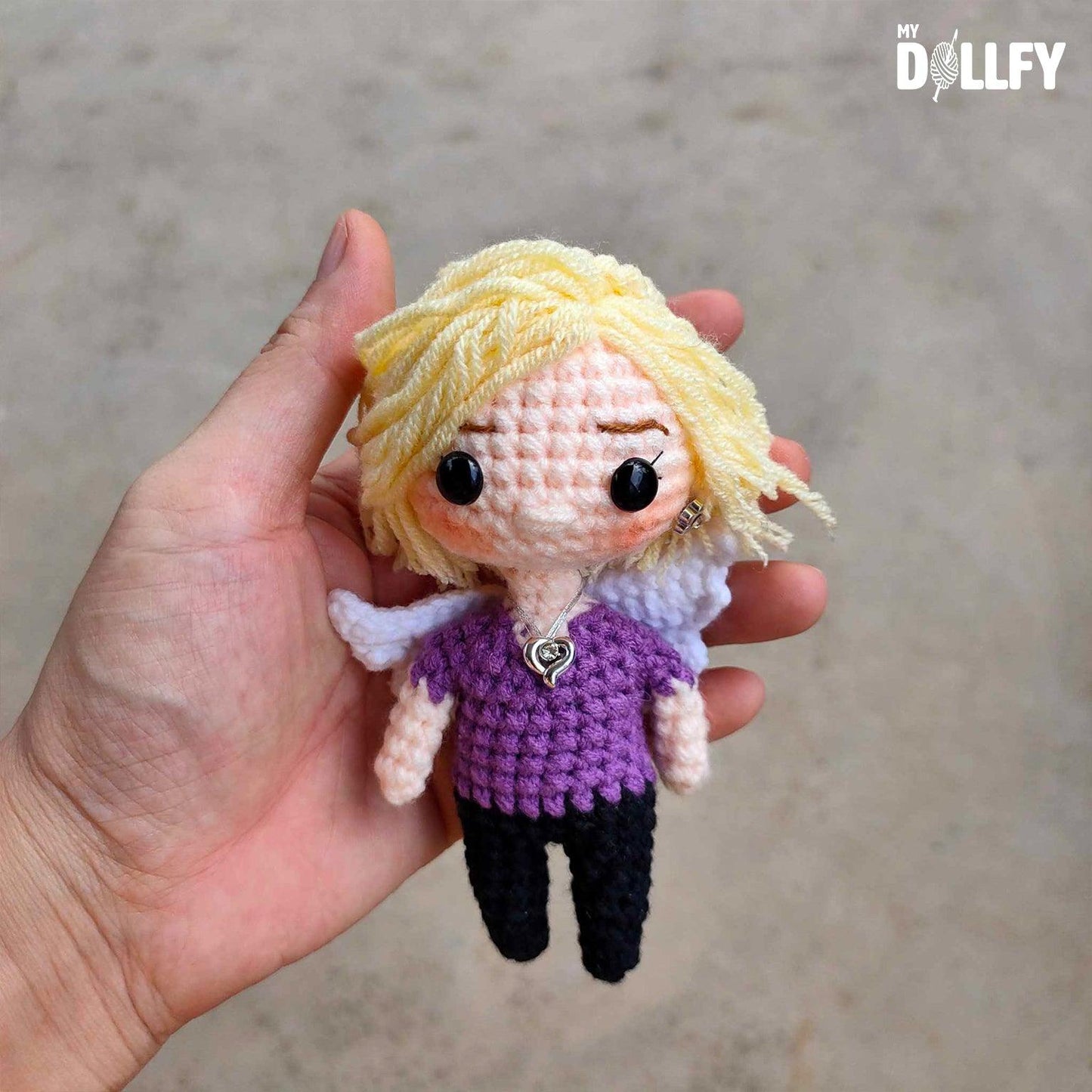 Personalized Crochet Doll with Photo Card "In Loving Memory Of Mom"