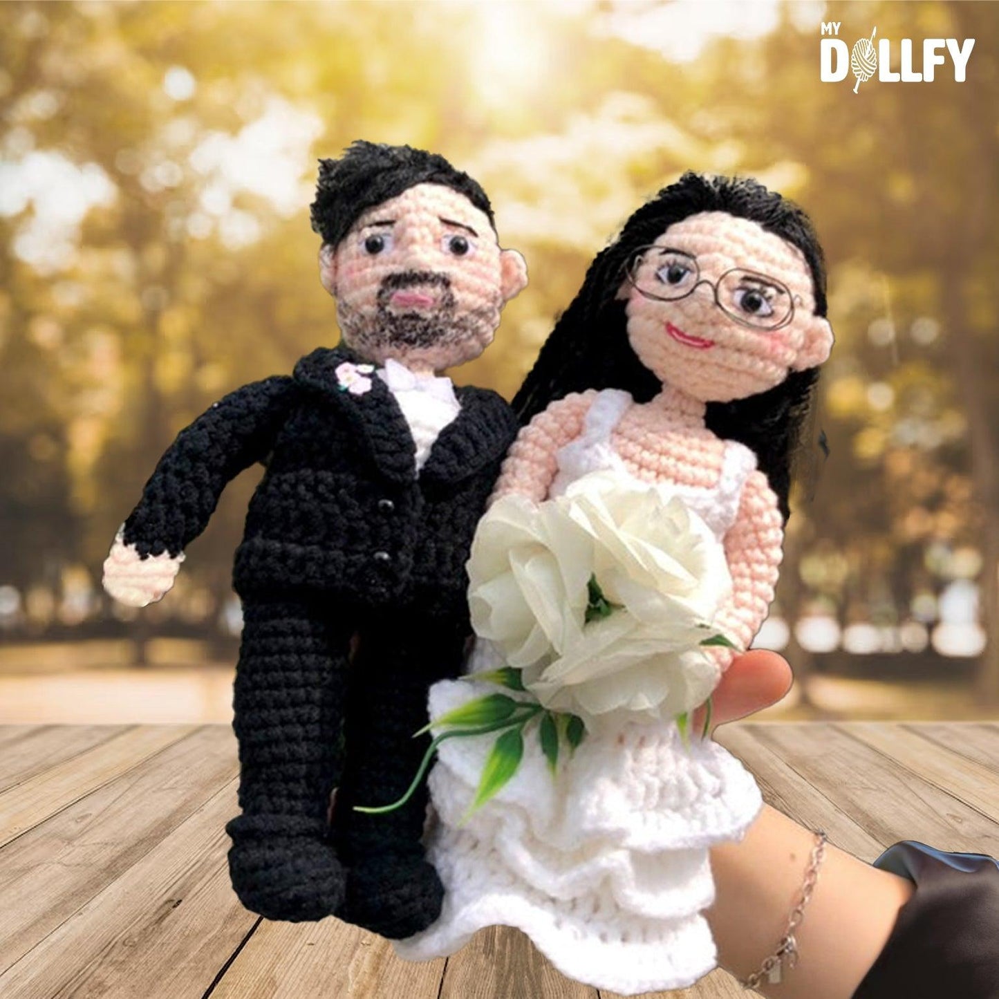 Personalized Crochet Doll with Photo Card "Love Never Fails 1 Corinthians 13"