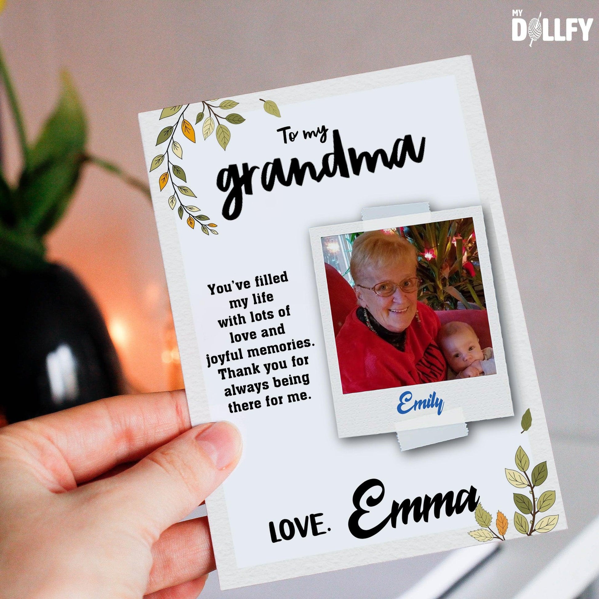 Personalized Crochet Doll with Photo Card "To My Grandma"