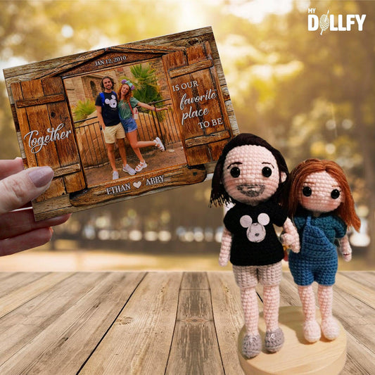 Personalized Crochet Doll with Photo Card "Together Is Our Favorite Place To Be"