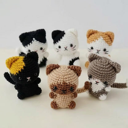 WoolyArtis™ -Tiny Crochet Cat Plushie – Handmade Amigurumi Kitten Keychain Charm