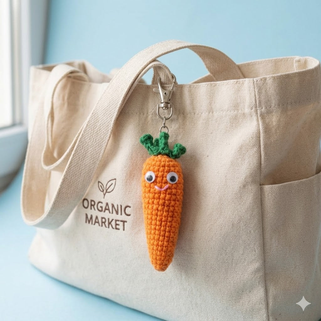 Handmade Crochet Sensory Fidget Keychains - Satisfying 'Click-Clack' Bunny, Carrot, Pickle - Cozy Gift for Stress Relief, ADHD, Anxiety