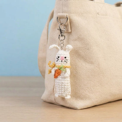 Handmade Crochet Sensory Fidget Keychains - Satisfying 'Click-Clack' Bunny, Carrot, Pickle - Cozy Gift for Stress Relief, ADHD, Anxiety