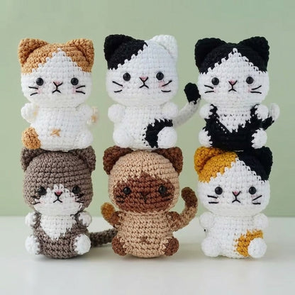 WoolyArtis™ -Tiny Crochet Cat Plushie – Handmade Amigurumi Kitten Keychain Charm