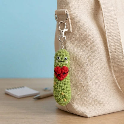 Handmade Crochet Sensory Fidget Keychains - Satisfying 'Click-Clack' Bunny, Carrot, Pickle - Cozy Gift for Stress Relief, ADHD, Anxiety