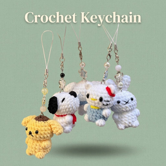 WoolyArtis™ -Cute Crochet Hello Kitty Keychain – Handmade Amigurumi Plush Bag Charm