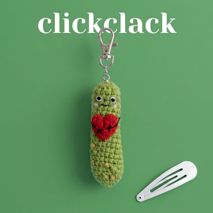 Handmade Crochet Sensory Fidget Keychains - Satisfying 'Click-Clack' Bunny, Carrot, Pickle - Cozy Gift for Stress Relief, ADHD, Anxiety